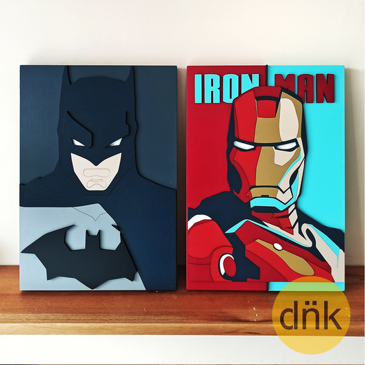 Cuadros 3D Batman y Ironman