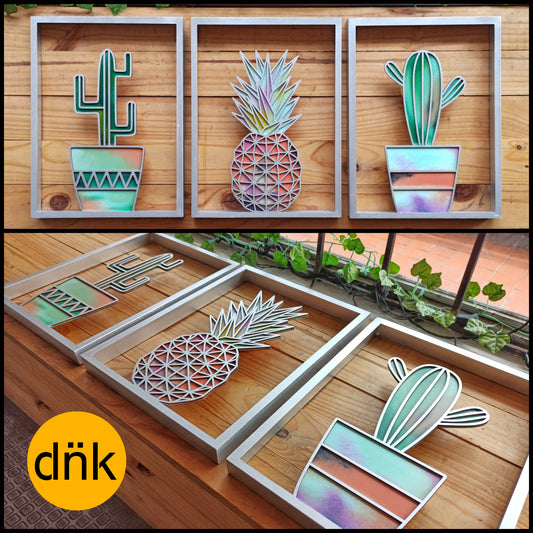 Tríptico Cactus y Piña